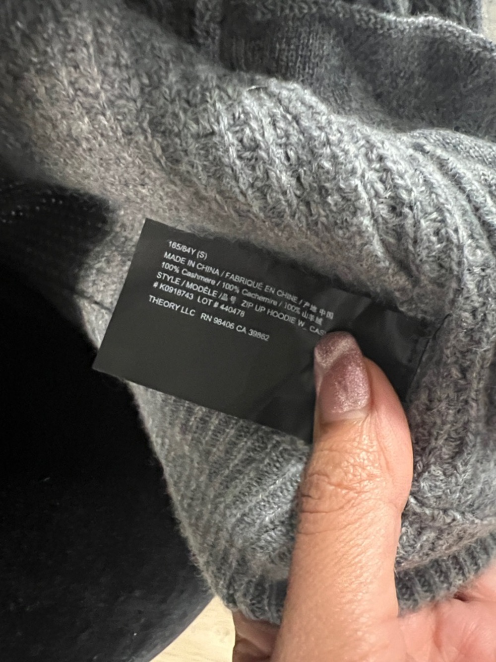 NWD Theory Heather Grey Cashmere Zip Up Hoodie - Picture 4 of 5
